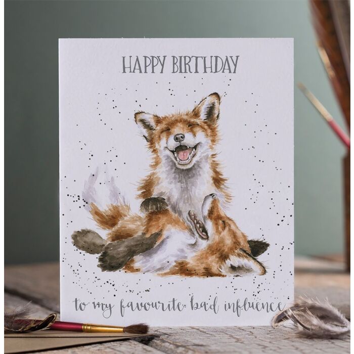 Wrendale Designs "Favourite Bad Influence" Fox Birthday Card